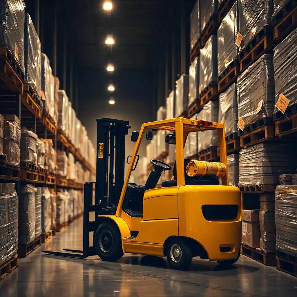 Forklift in a warehouse